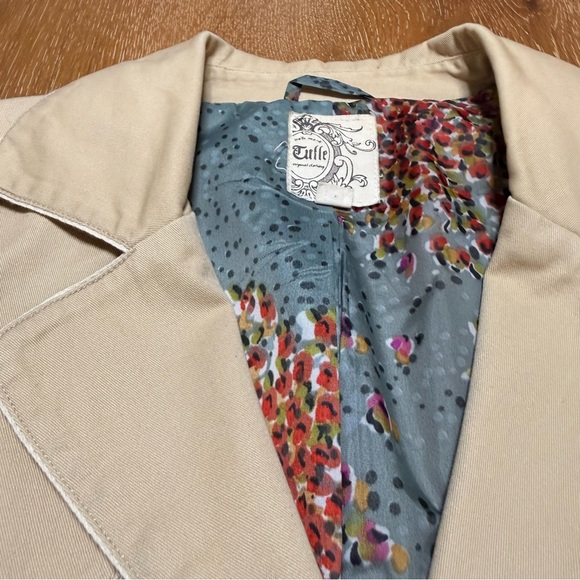 Anthropologie | Tulle | Women's Tan Trench Coat | Sz M - Picture 6 of 10